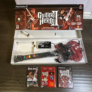 Guitar Hero 2 Red Octane Game & Guitar Controller Bundle PS2 Complete in box CIB
